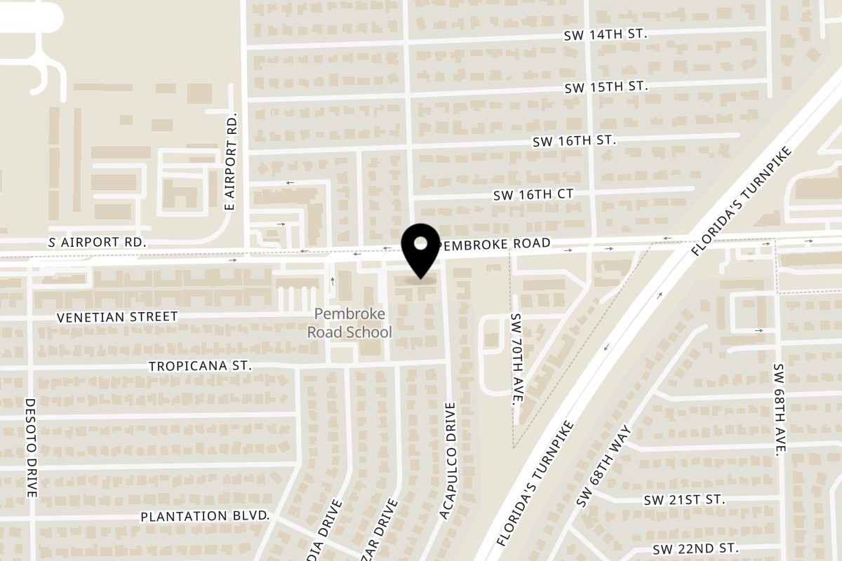 Map showing the location of La Bakerie Miramar on 7102 Pembroke Rd in Miramar